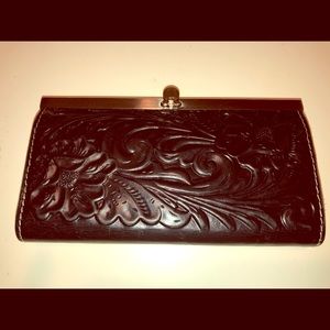 Black embossed leather wallet